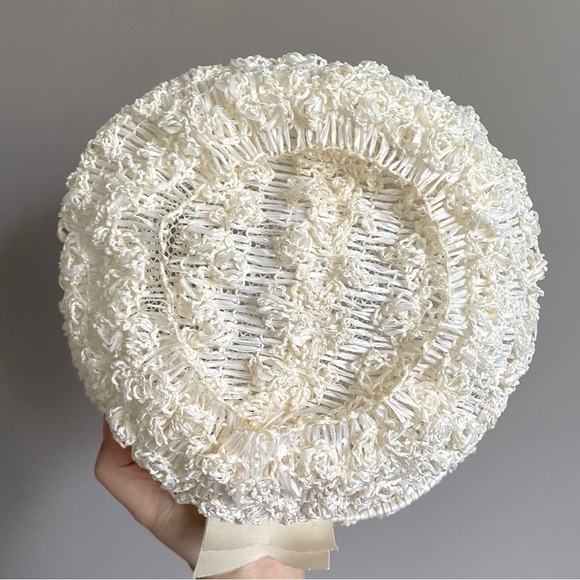 Vintage 60s Popcorn Textured Summer Straw Hat 🇨🇦 - Picture 5 of 10